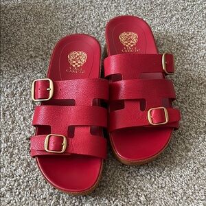 Vince Camuto Real Leather Women Red Sandals size 9